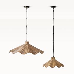 Carmel Rattan Scalloped Pendant, Bronze