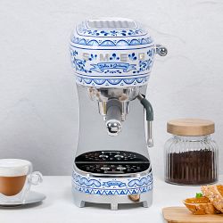 SMEG Dolce &amp; Gabbana Manual Espresso Machine, Blu Mediterraneo