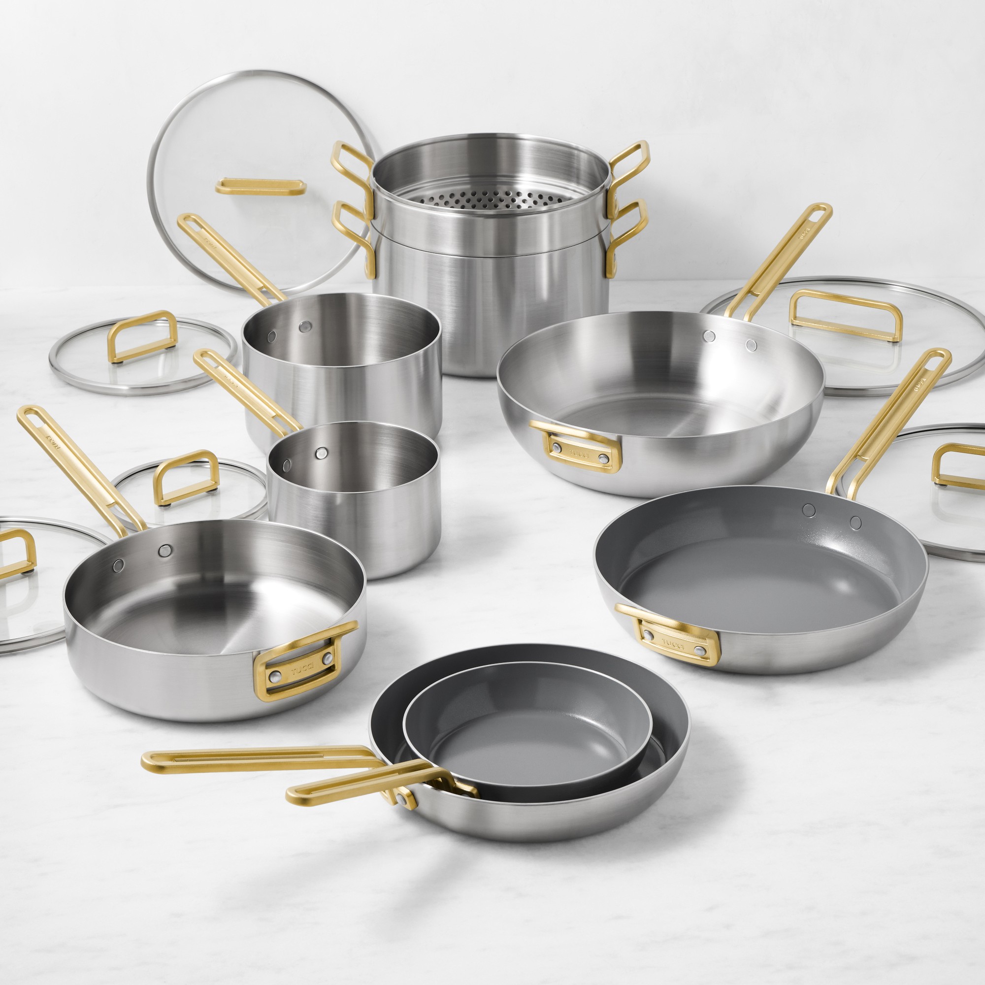 GreenPan Stanley Tucci Stainless-Steel Mixed Material 15-Piece Cookware Set Sansujyuku sansujyuku.com