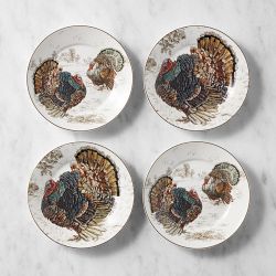 Plymouth Turkey Appetizer Plates, Mixed Set of 4