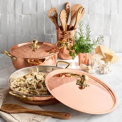 Ruffoni Historia Hammered Copper Risotto Pan with Mushroom Knob, 5 1/2-Qt.