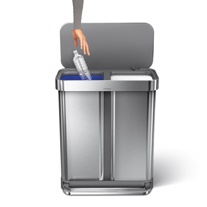 simplehuman Dual Compartment Step Trash Can with Liner Pocket