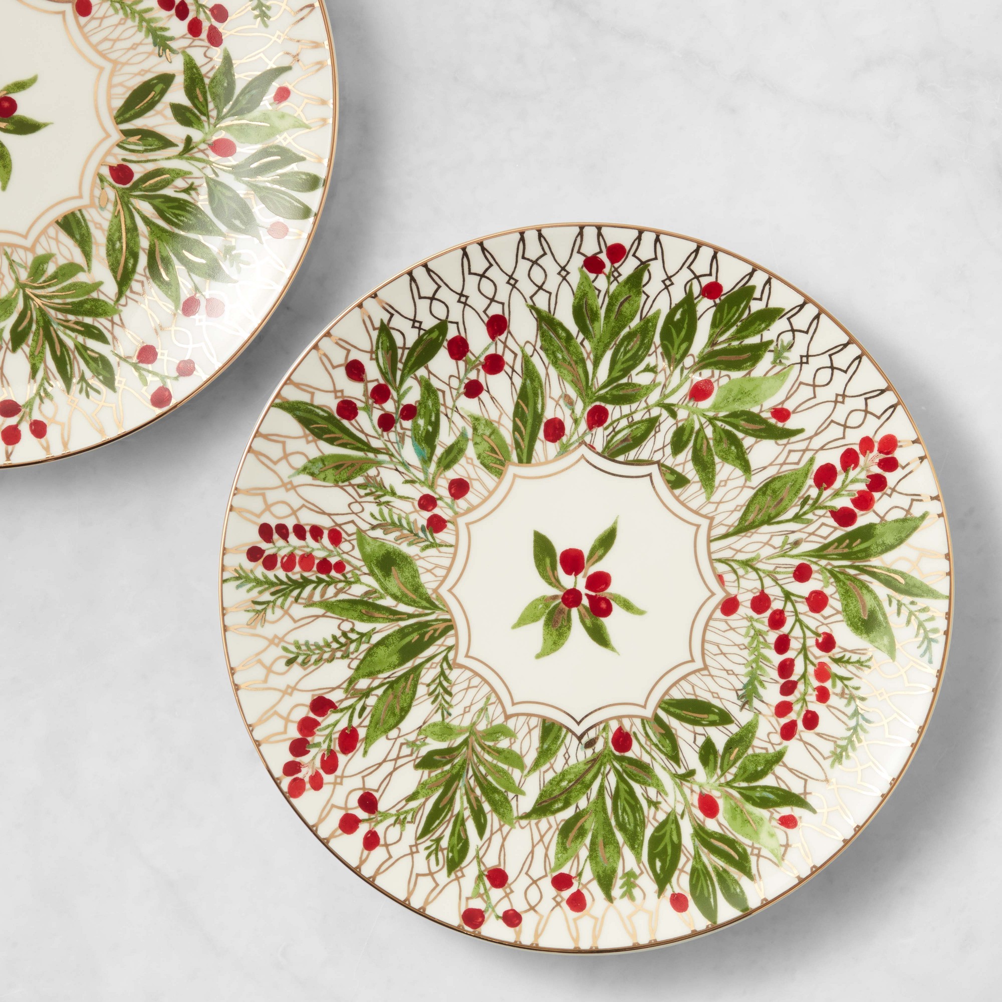 Noel Salad Plates, 24k Gold Porcelain | Williams Sonoma