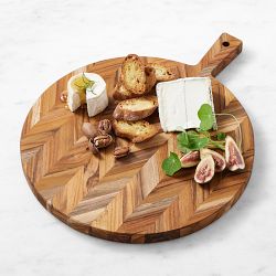 Herringbone Round Cheese Board, Teak, Small