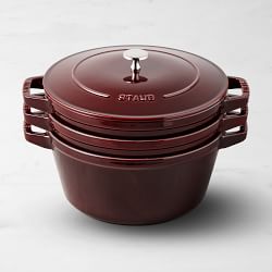 Staub Enameled Cast Iron Stackable 4-Piece Cookware Set, Grenadine