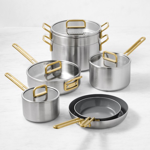 GreenPan Stanley Tucci Stainless-Steel Mixed Material 11-Piece Cookware Set Simolary simolary.com