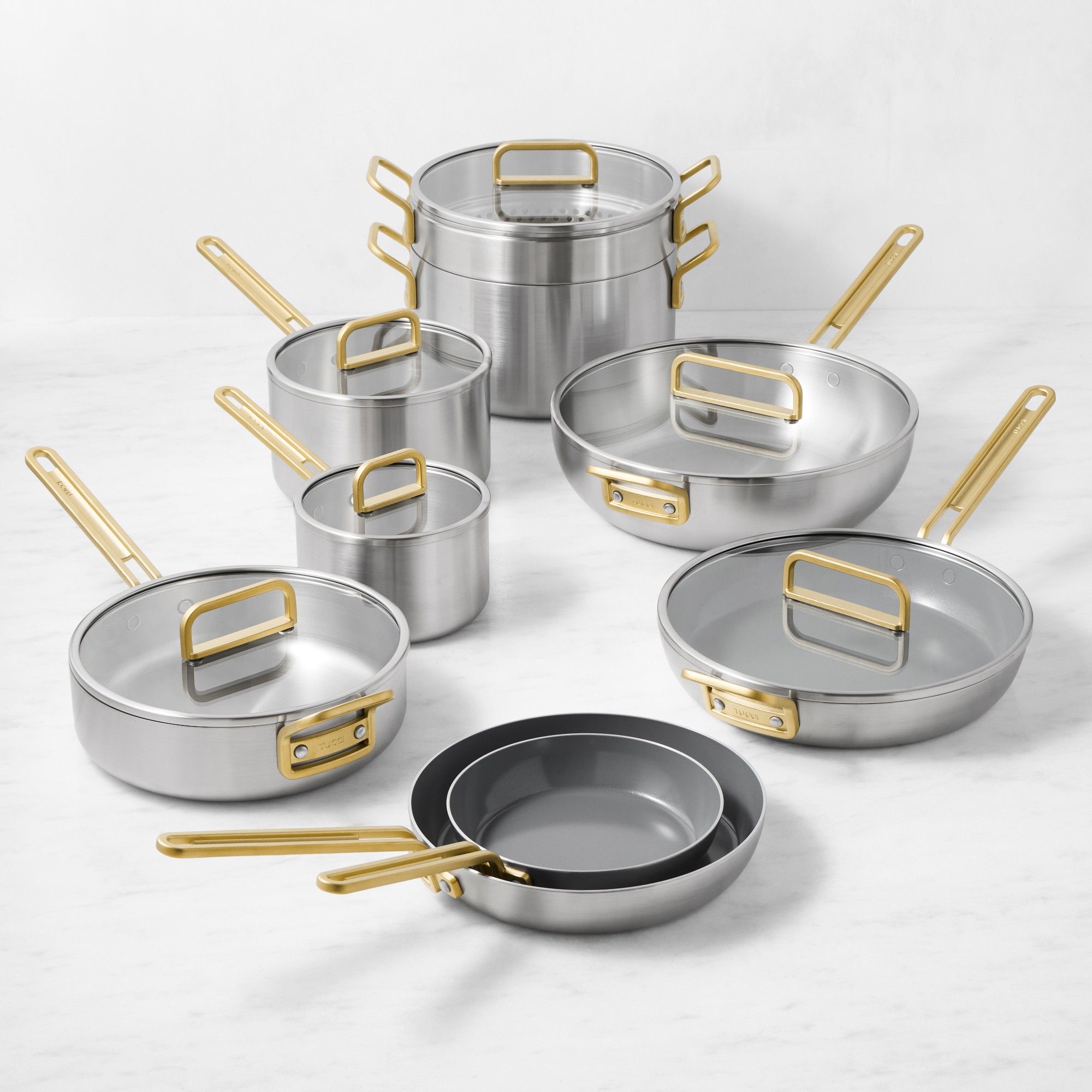 GreenPan Stanley Tucci Stainless-Steel Mixed Material 15-Piece Cookware Set Sansujyuku sansujyuku.com