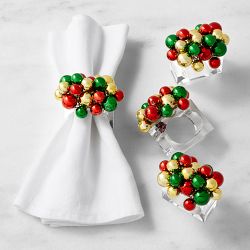 Kim Seybert x Williams Sonoma Holiday Bauble Napkin Rings, Set of 4 