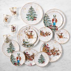 Twas the Night Before Christmas Mixed 16 Piece Dinnerware Set with 'Twas Goblets