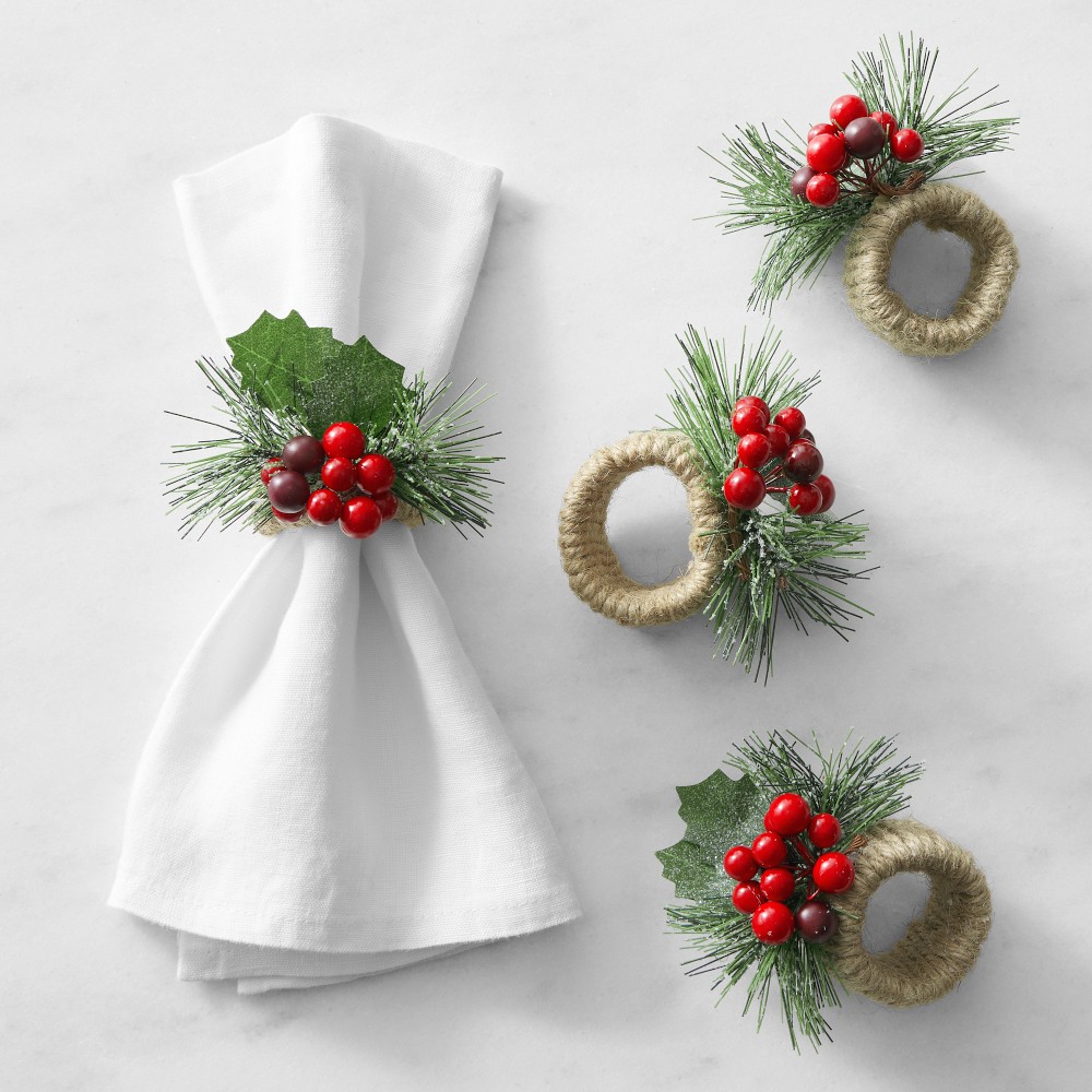 Red Berry Napkin Rings, Set of 4 - Set of 4