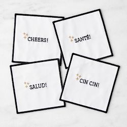 Embroidered Sentiment Coasters, Set of 4