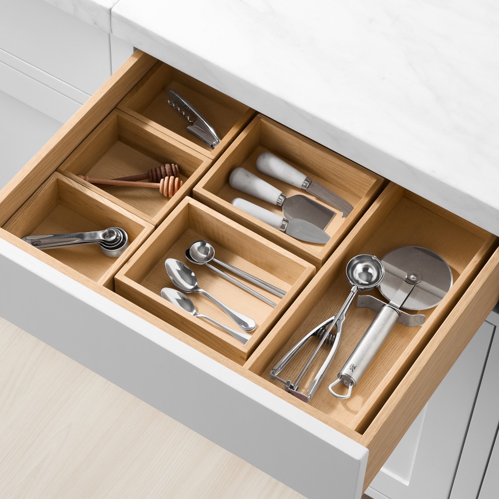 Hold Everything In-Drawer Modular Bins, Set of 6 - Ashwood
