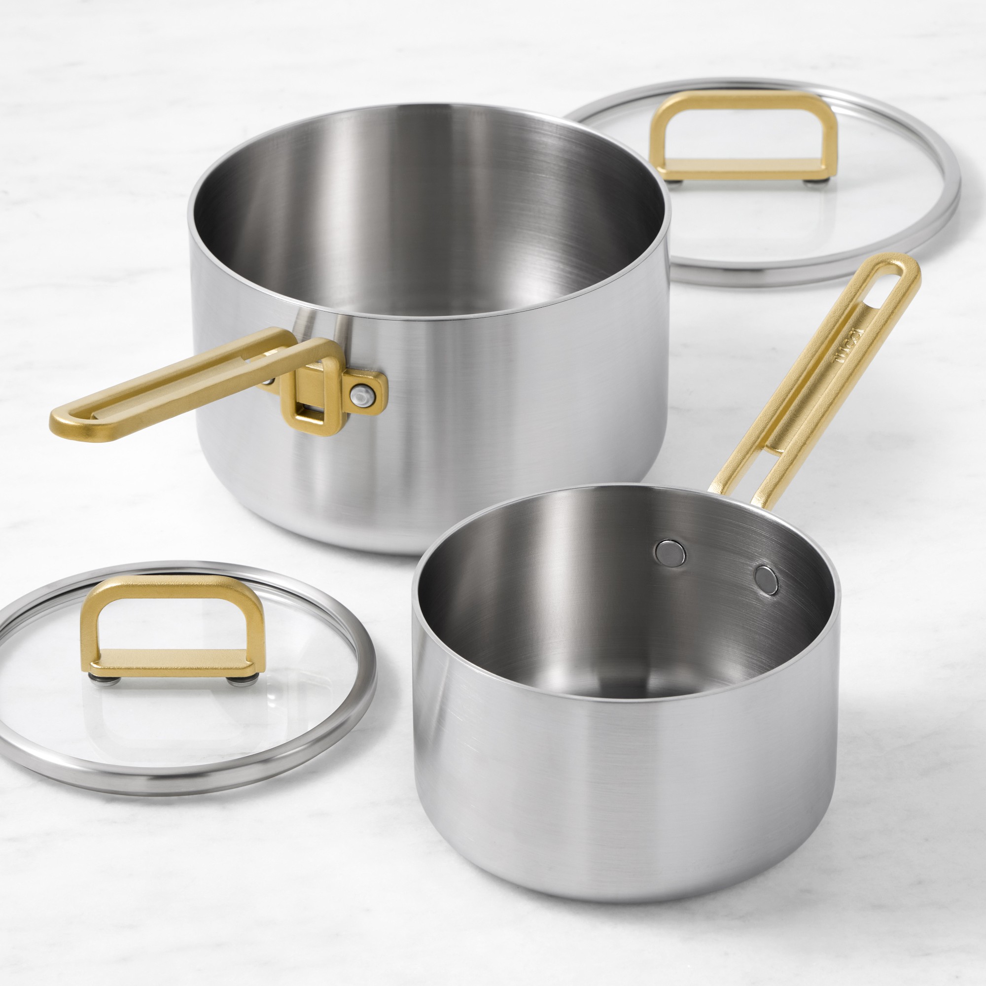 GreenPan Stanley Tucci Stainless-Steel 4-Piece Saucepan Set Sansujyuku sansujyuku.com