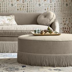 Camile Coffee Table Ottoman with Samuel &amp; Sons Fringe (48")