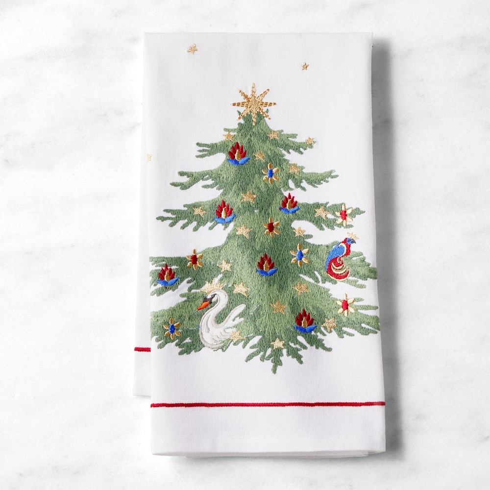 'Twas the Night Before Christmas Embroidered Hand Towel - Tree