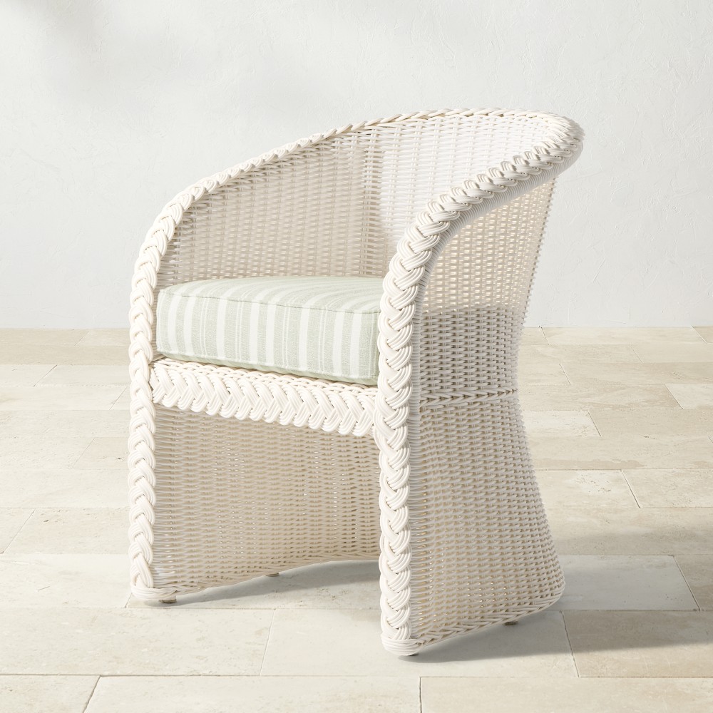 White woven chair with cushion