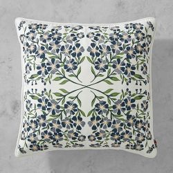 OPEN BOX:Aerin Mae Floral Outdoor Pillow Cover, 20" x 20", Blue/Green