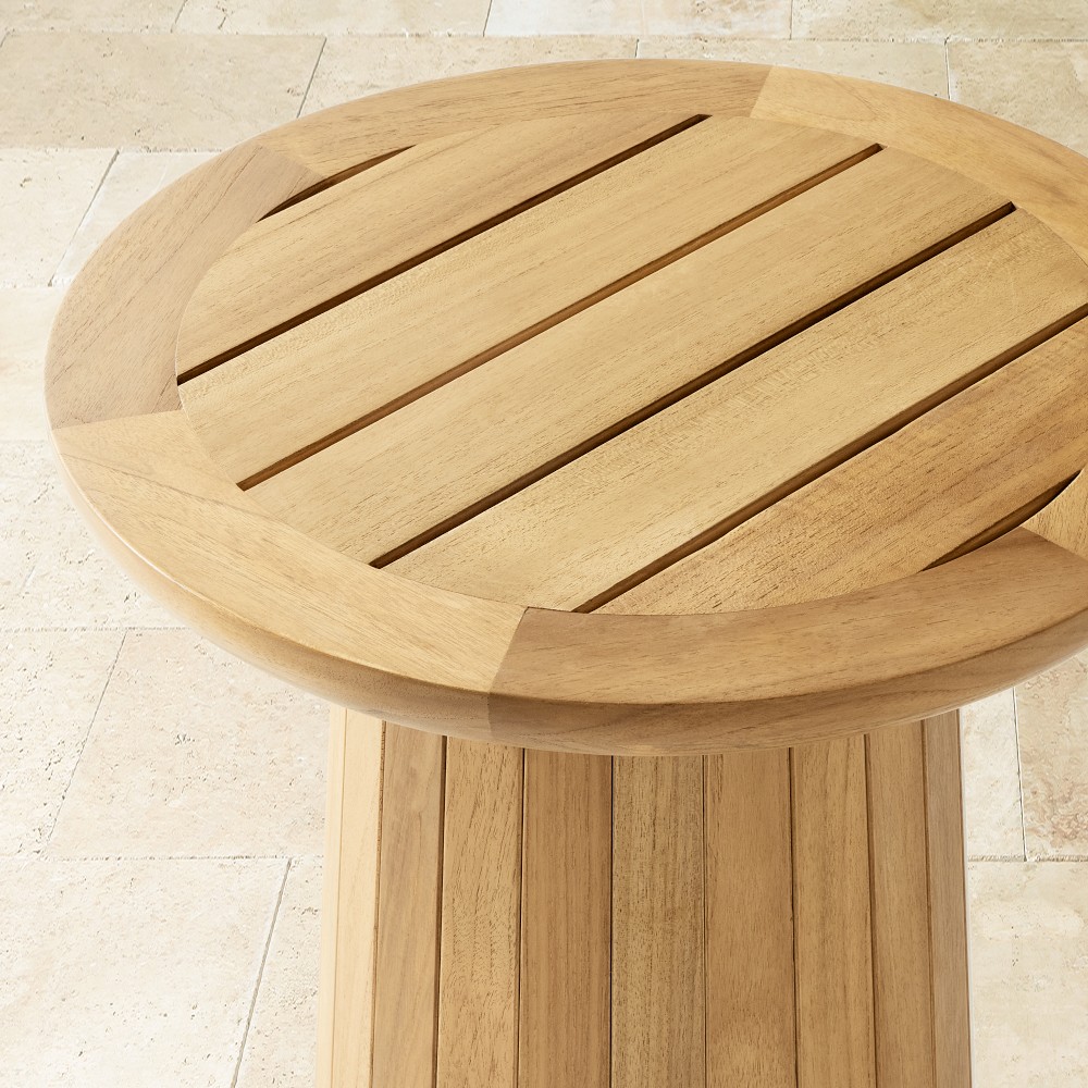 Close-up of table top showing slats and gaps