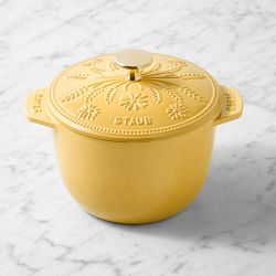Staub Enameled Cast Iron Floral Petite Demi French Oven, 1 1/2-Qt., Citron