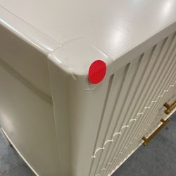 OPEN BOX: Lewis 6 Drawer Dresser, Bone, Antique Brass