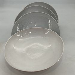 OPEN BOX: Cyprus Reactive Glaze Pasta Bowl Set with Serving Bowl, White