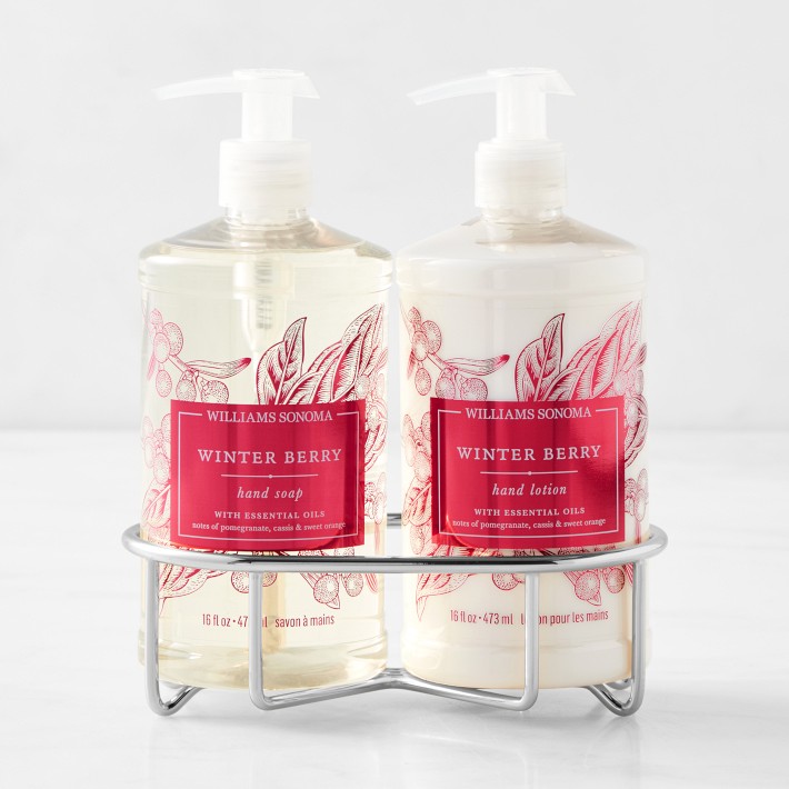 Williams Sonoma Winter Berry Hand Soap and Hand Lotion 3-Piece Set, Classic, Stainless