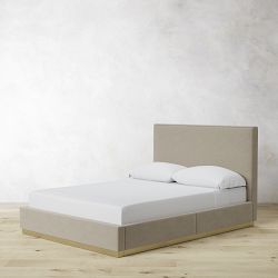 Brooklyn Nontufted Upholstered Storage Bed &amp; Headboard with Nailheads