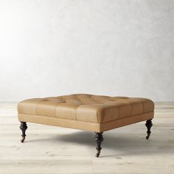 Fairfax Square Ottoman, Turned Leg with Tufted Top (26"-42")