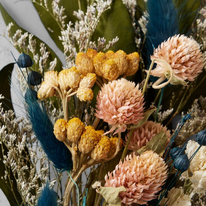 Dried & Preserved Blue & Yellow Floral Bouquet | Williams Sonoma