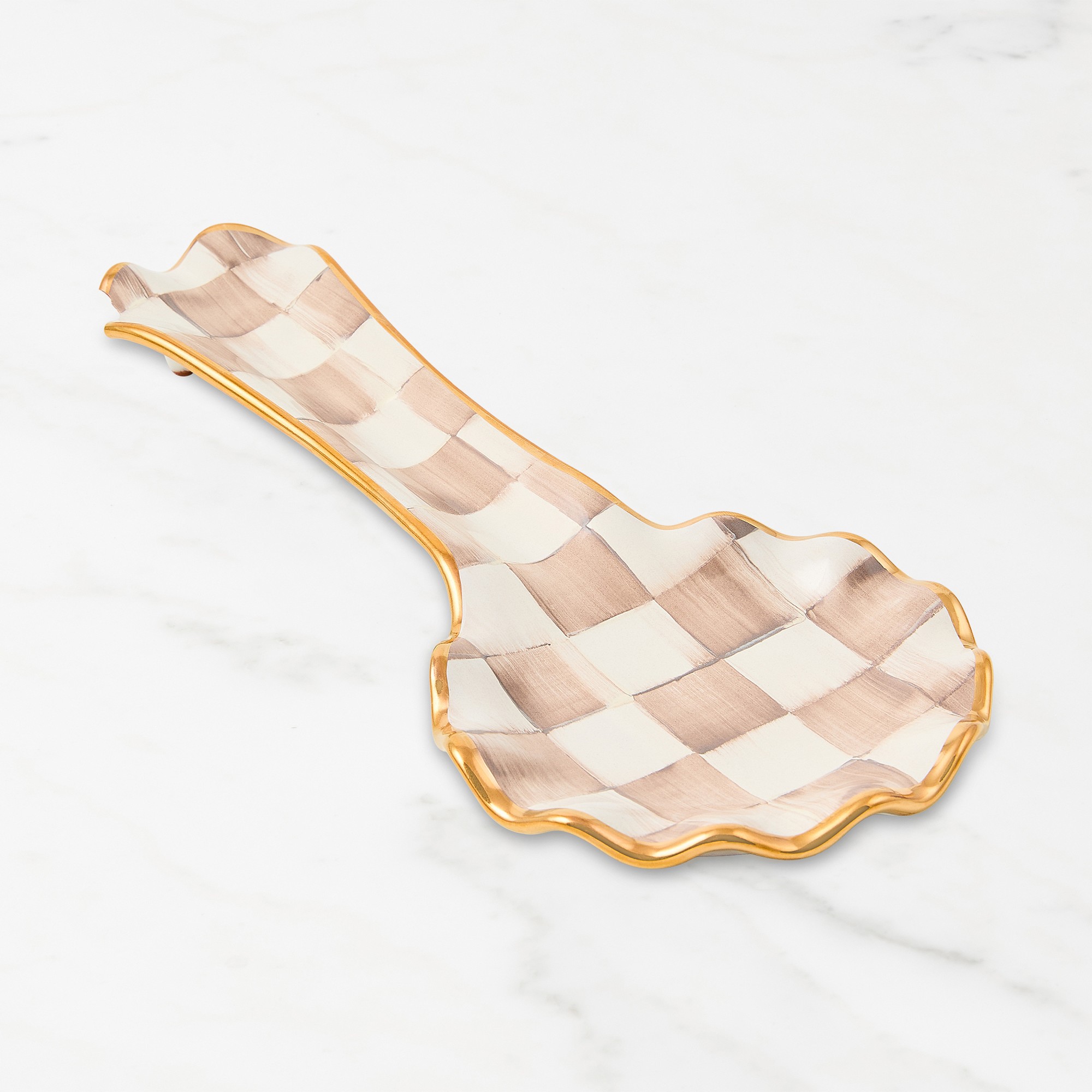MacKenzie-Childs Mocha Check Ceramic Spoon Rest Simolary simolary.com