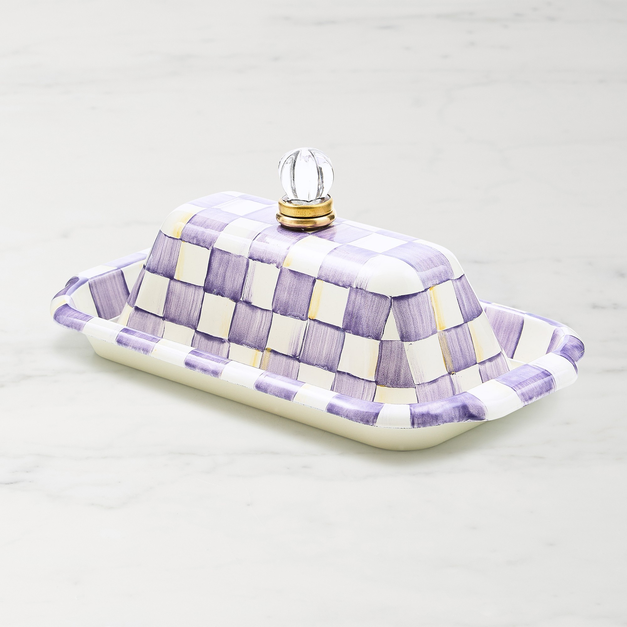 MacKenzie-Childs Violet Check Butter Box Simolary simolary.com