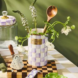 MacKenzie-Childs Violet Check Utensil Holder