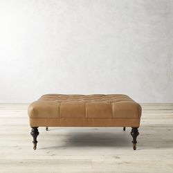 Fairfax Square Ottoman, Turned Leg with Tufted Top (26"-42")