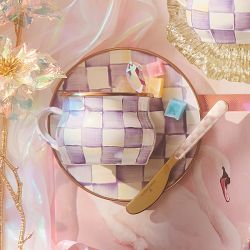 MacKenzie-Childs Violet Check Teacup