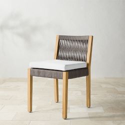 Pasadena Outdoor Teak and Brown Rope Dining Side Chair