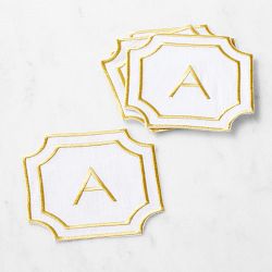 Cartouche Monogram Coasters, Set of 4, A