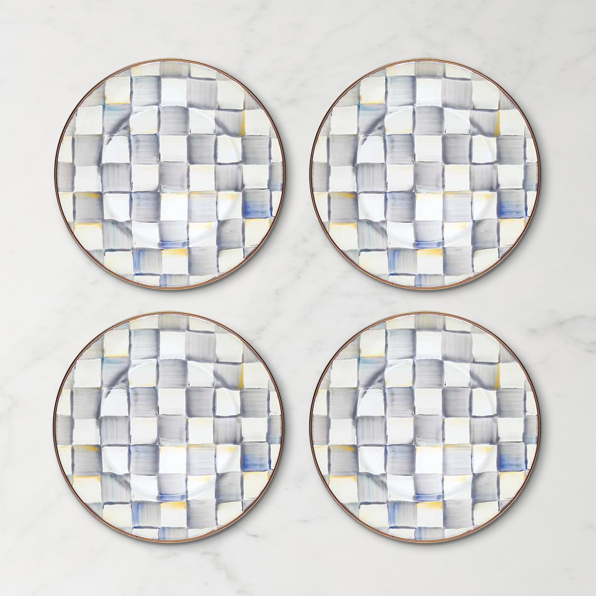 MacKenzie-Childs Sterling Check Salad Plates Simolary simolary.com
