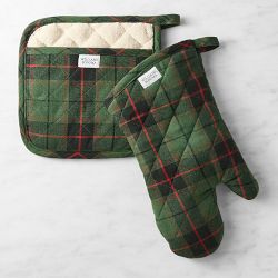 Green Tartan Oven Mitt and Potholder Set