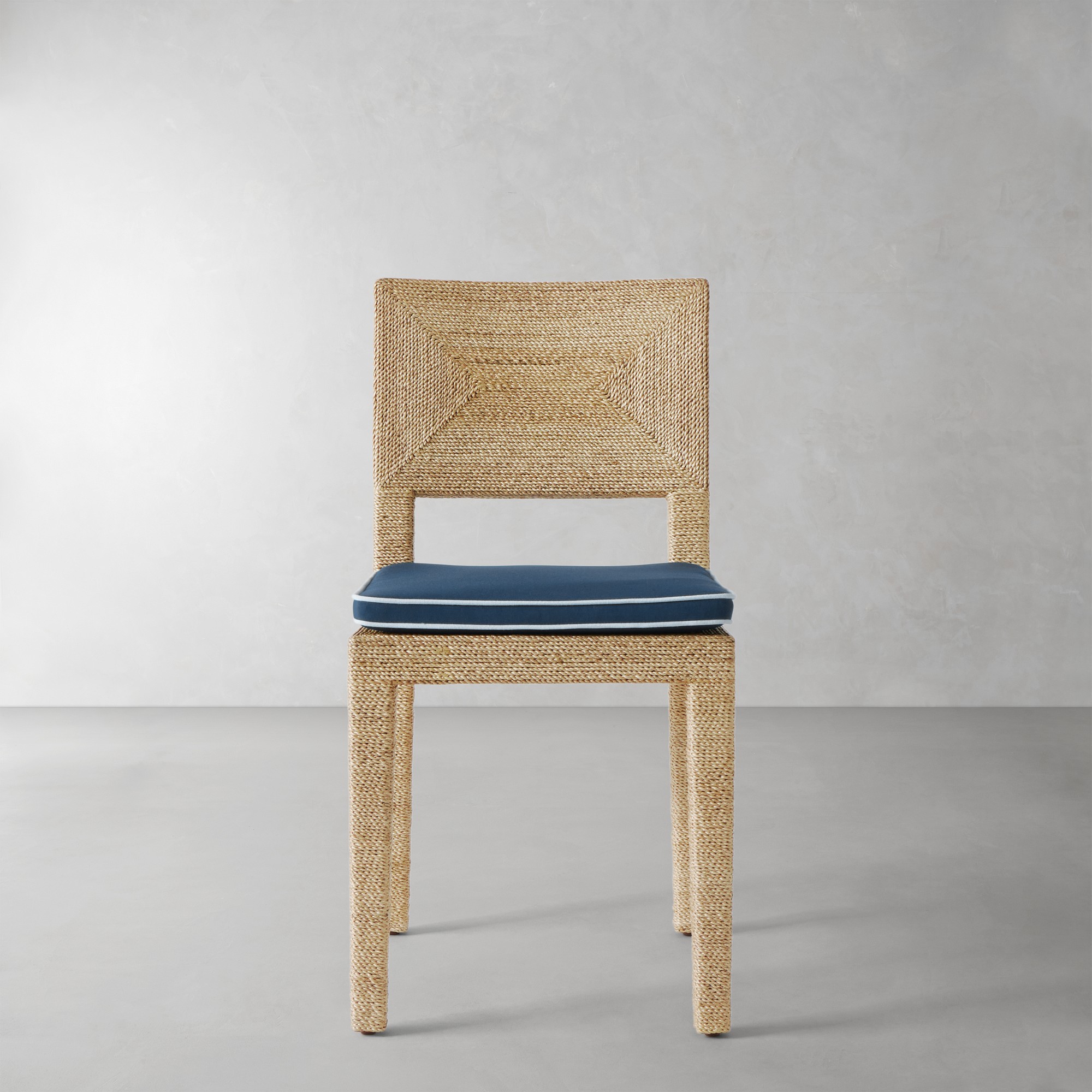 Sunbrella Performance Canvas, Denim Blue with Light Blue Piping