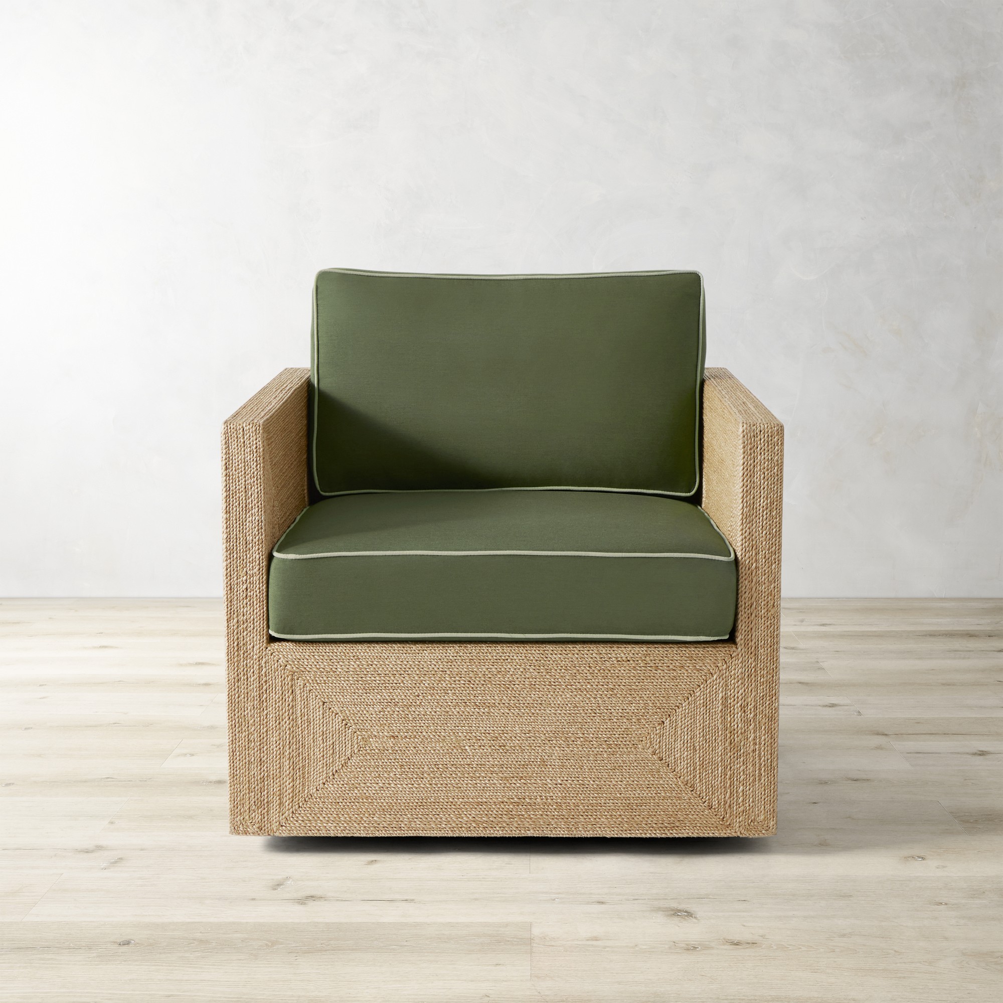 Sunbrella Performance Canvas, Fern with Sage Piping