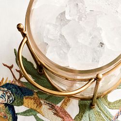 Antique Brass &amp; Glass Champagne Bucket