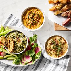 Buffalo Chicken, Caramelized Onion, &amp; Spinach Artichoke Dip Trio