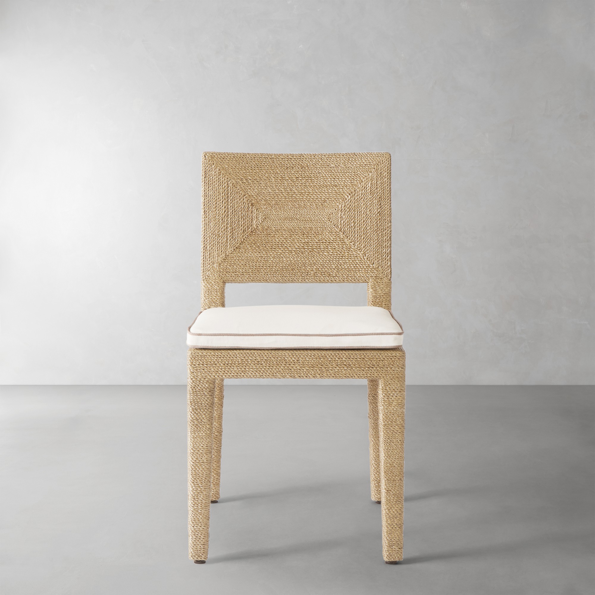 Sunbrella Performance Canvas, White with Flax Piping