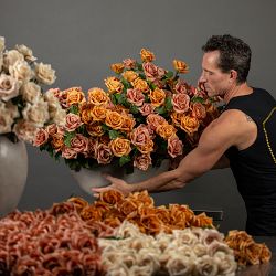 Jeff Leatham x Williams Sonoma Real Touch Faux Toffee Rose Stems, Set of 12