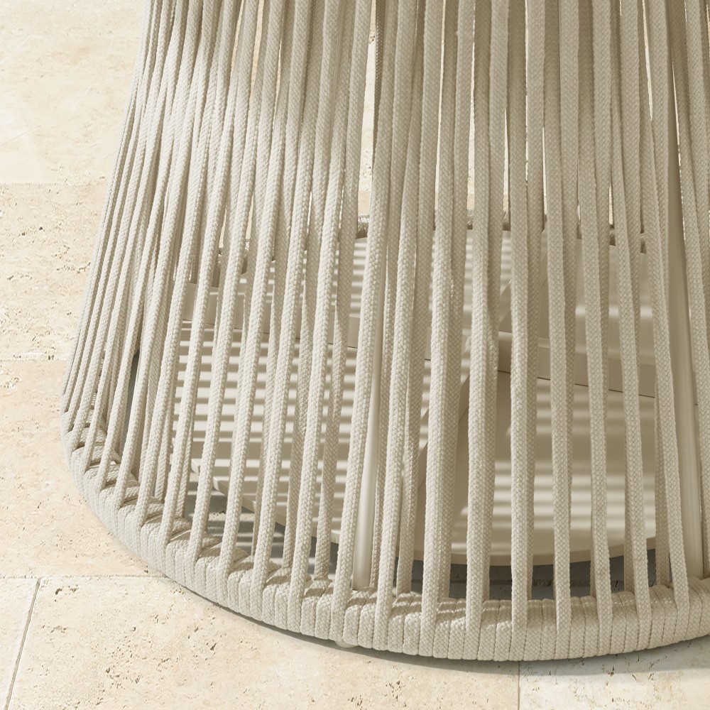 Close view of vertical slats forming pedestal base