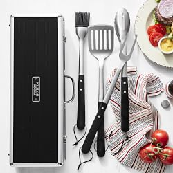Williams Sonoma Black-Handled BBQ Tool Set with Storage Case