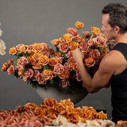 Jeff Leatham x Williams Sonoma Real Touch Faux Toffee Rose Stems, Set of 12