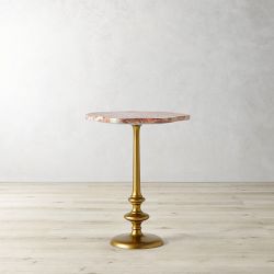 Desert Rose Marble and Brass Side Table (16.5")