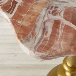 Desert Rose Marble and Brass Side Table (16.5")