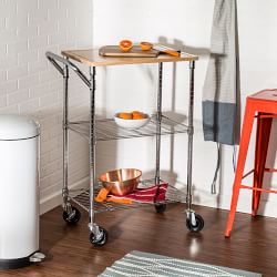 Rolling Kitchen Island with Wood Cutting Board